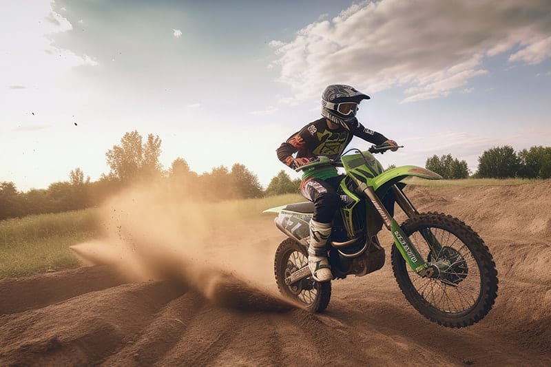 motocross faisant course chemin terre